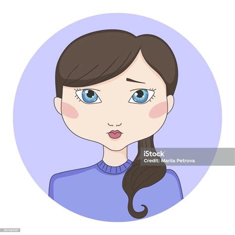 Gadis Berambut Coklat Kartun Dengan Mata Biru Avatar Gadis Dalam
