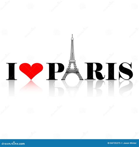 Love Paris Eiffel Tower Symbol Vector Illustration