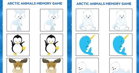 Arctic Animals Memory Game Free Preschool Printable For