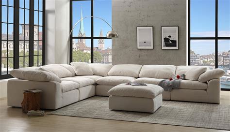 Buy Acme Naveen Modular Sectional Sofa In Ivory Linen Online