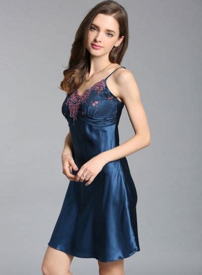 Pure Mulberry Silk Lace Trim Slip Nightgown Lace Trim Shorts Nightgowns For Women