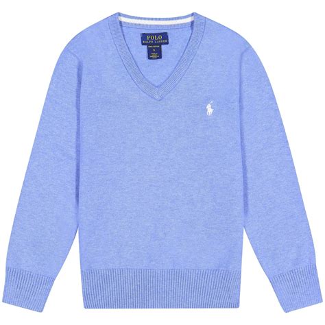 Ralph Lauren Boys V Neck Sweater In Light Blue — Bambinifashioncom