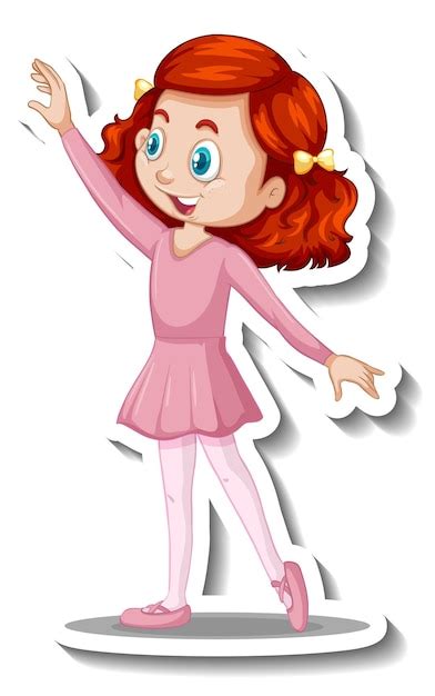 Free Vector Cartoon Character Sticker With A Girl Dance Ballet