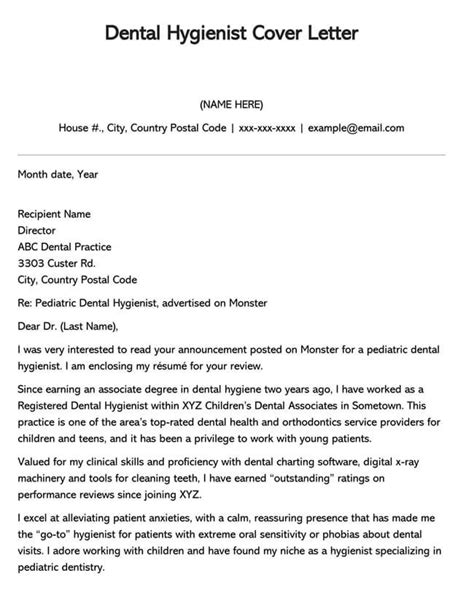 Dental Hygienist Cover Letter Examples How To Format