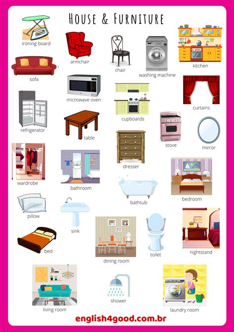 Home Furniture Flashcards English4Good Vocabulary Practice