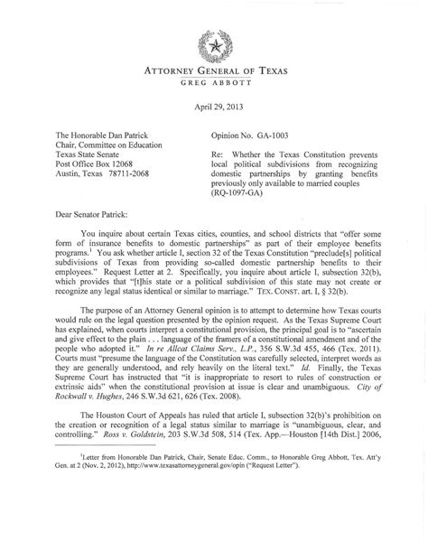 Texas Attorney General Opinion Ga 1003 The Portal To Texas History