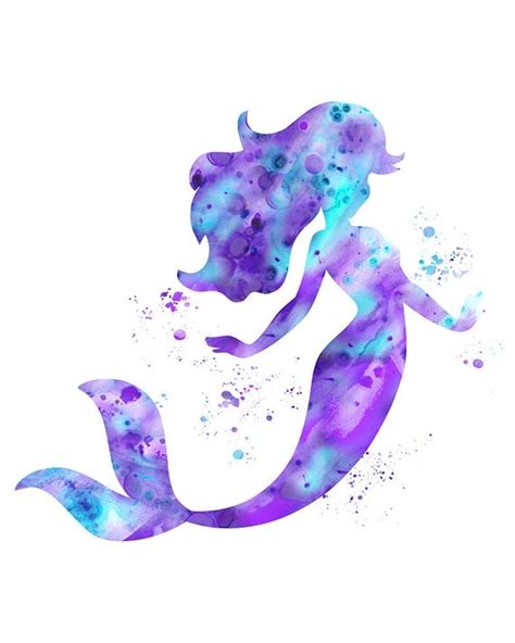 Aqua Lavender Mermaid Art Print Ariel Print Purple Mermaid