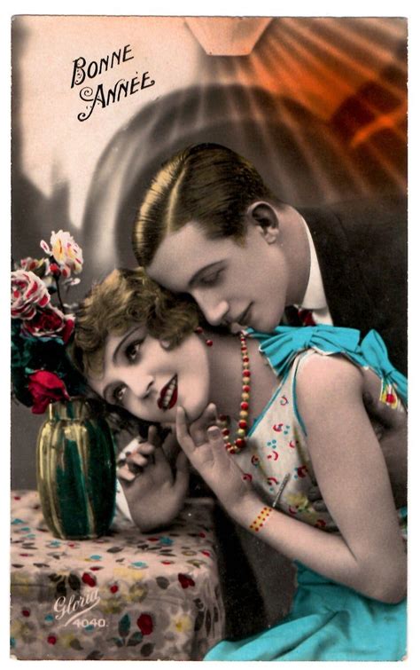 Vintage Romance Postcard French Couple Postcard Retro Art Etsy