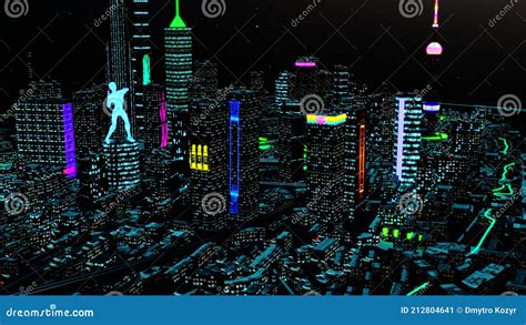 3d Render Aerial View Of A Dystopian Shanghai City In The Future With