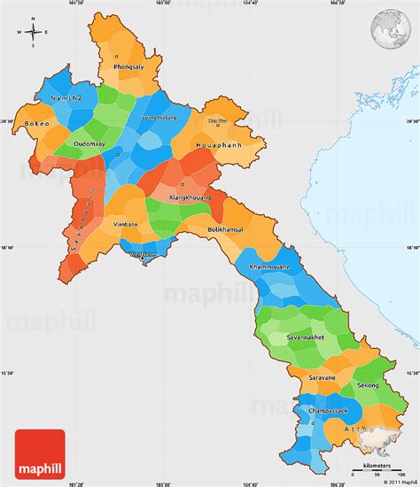 Political Simple Map Of Laos Single Color Outside