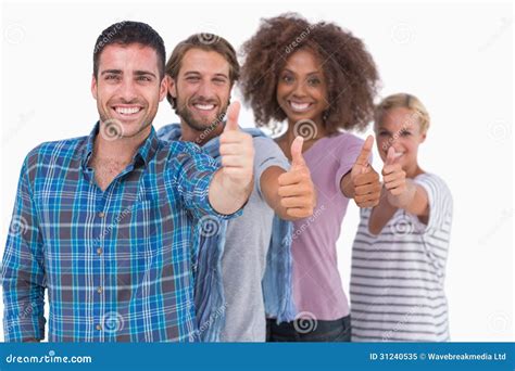 Happy Stylish Group Giving Thumbs Up Stock Image Image Of Cool