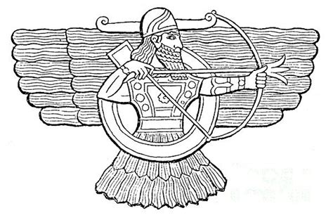 Ashur Assyrian God By Photo Researchers Art Pages Warrior Drawing