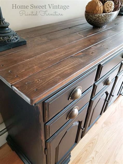It looks slightly blue in the container, but once applied, it's a gorgeous velvety looking deep antique black. Black Pepper Chalk Style Paint Buffet | General Finishes Design Center