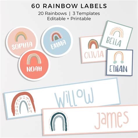Classroom Rainbow Labels Editable On Canva Printables Etsy Boho