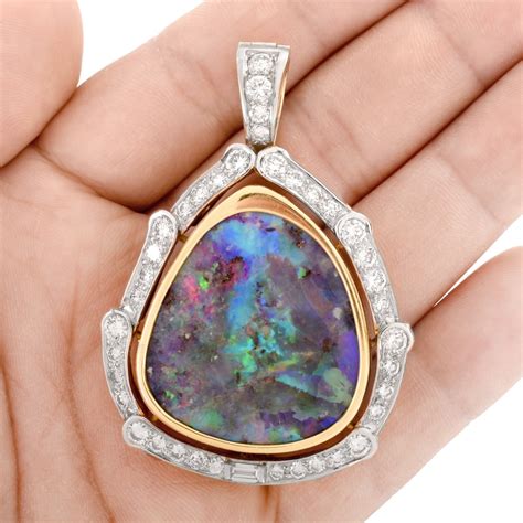 Australian Black Opal Diamond K Pendant Kodner Auctions