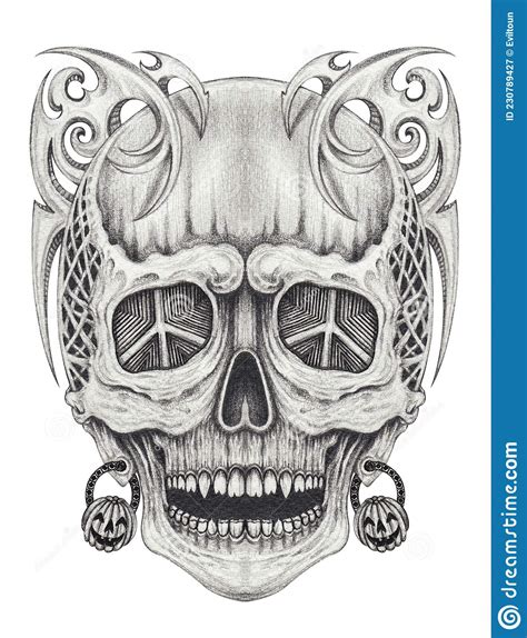 Art Fantasy Graphic Mix Skull Tattoo Stock Illustration Illustration