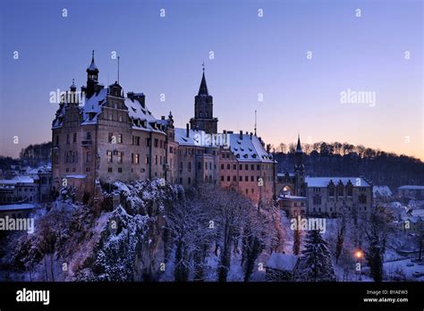 Schloss Sigmaringen Castle In Winter After Sunset Sigmaringen District
