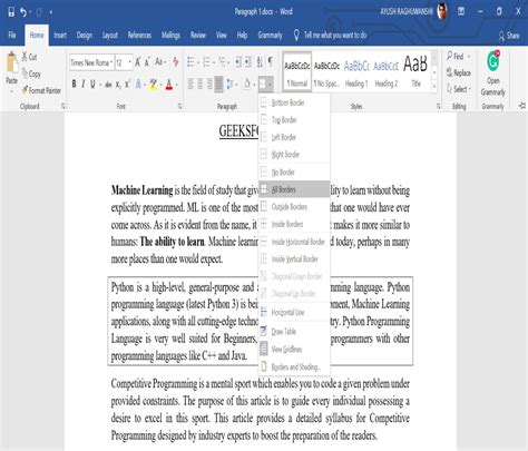 Applying Borders And Shades In Ms Word Geeksforgeeks