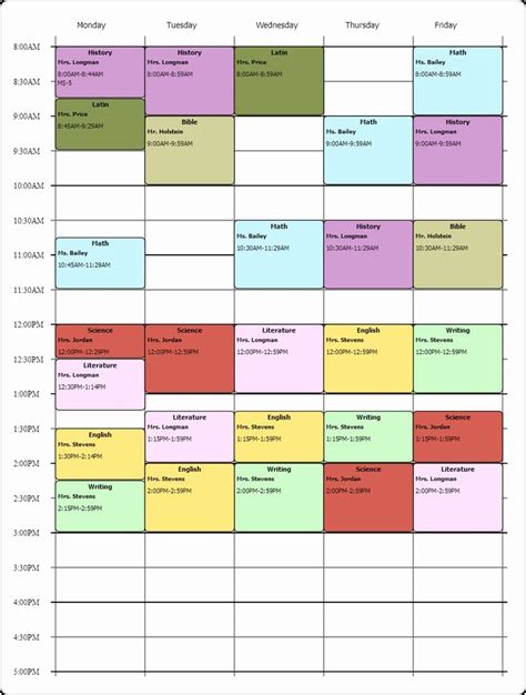 50 Free Middle School Schedule Maker