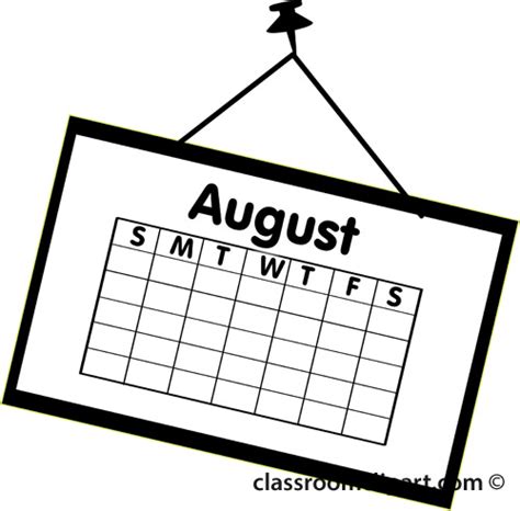 August Calendar Clipart Black And White Clip Art Library