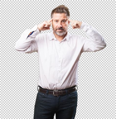 Premium Psd Middle Aged Man Concentrated
