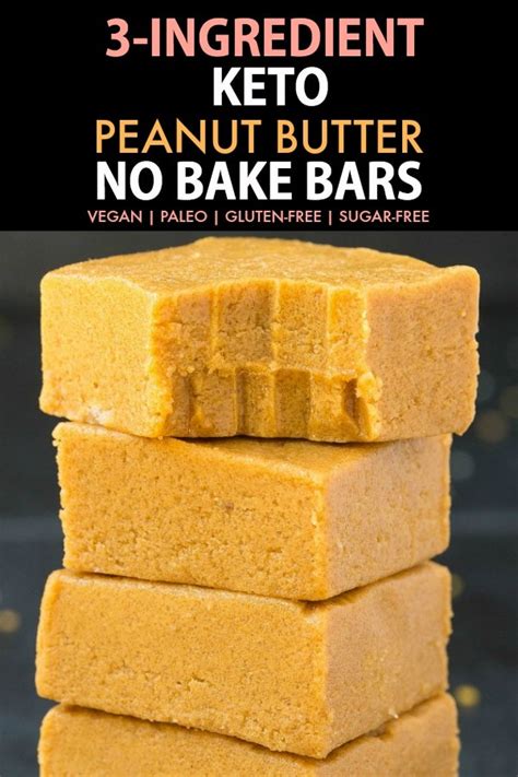 Author ketounity yields 12 servings 3 Ingredient No Bake Keto Peanut Butter Bars (Paleo, Vegan ...