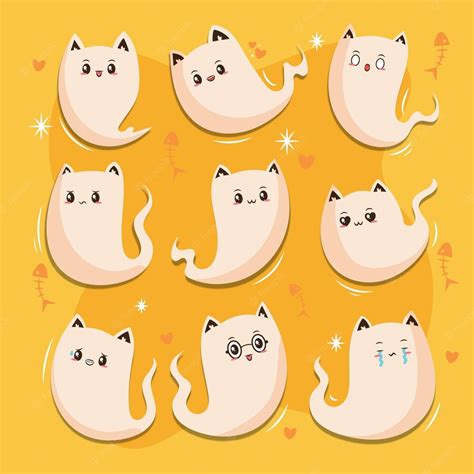 Premium Vector Halloween Ghost Cat With A Cute Expression