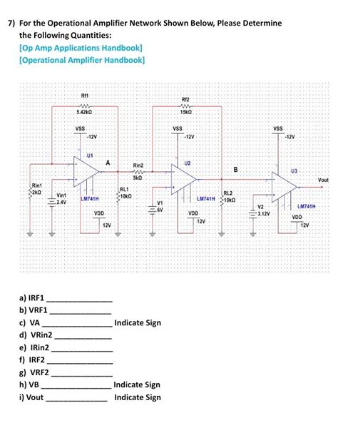 Solved For The Operational Amplifier Network Shown Below Chegg Com