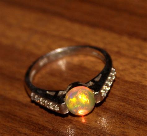 Ethiopian Fire Opal Silver Ring Size Us 6 0196