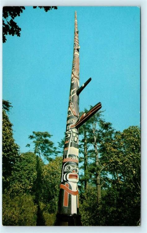 Victoria Bc Canada ~ 127ft Worlds Tallest Totem Pole C1960s