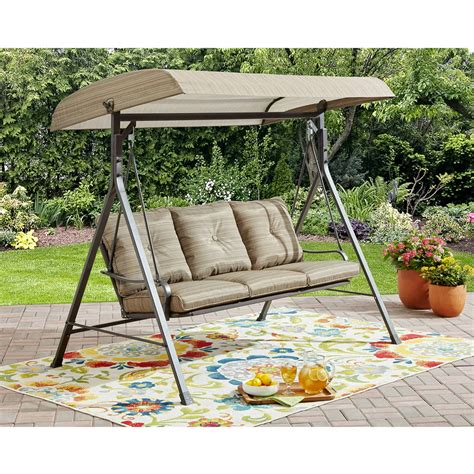 Mainstays Charleston Park 3 Person Porch Swing Brown