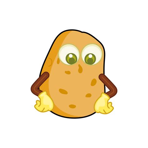 Vector Cartoon Potato Potato Mascot Smile Happy Cute Vector