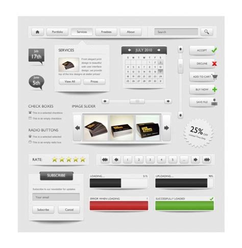 Attractive Grey Web Ui Elements Set Psd Welovesolo