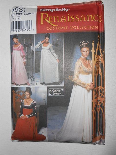 Simplicity 9531 Empire High Waist Renaissance Gown Fantasy Etsy Sewing Wedding Dress