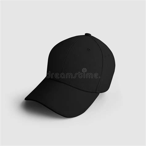 Black Baseball Cap Mockup With Realistic Shadows Isolated On White