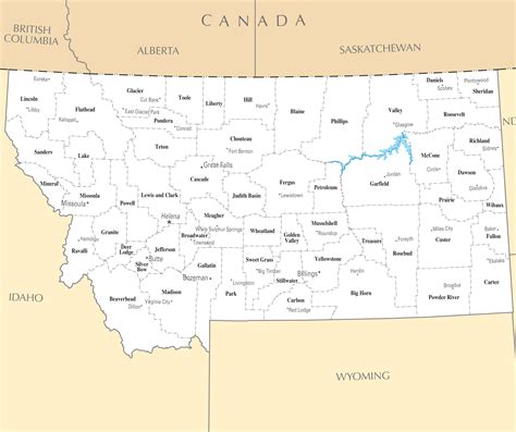 Montana State Map With Cities And Towns Us States Map