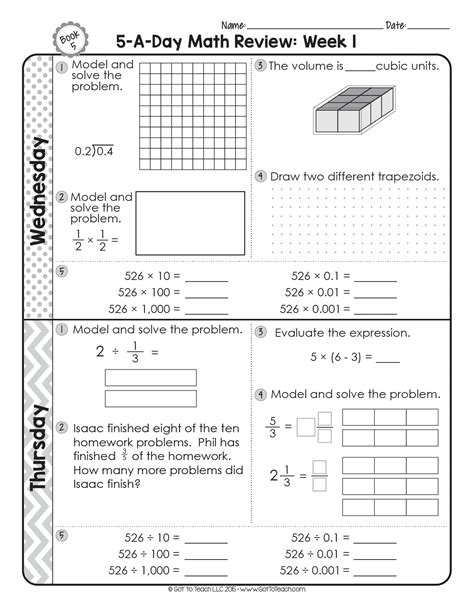 Free 5th Grade Daily Math Spiral Review • Teacher Thrive
