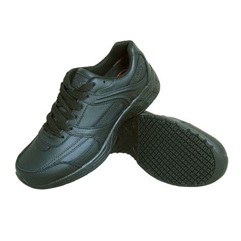 Genuine Grip Womens 1110 Slip Resistant Leather Work Shoe Black