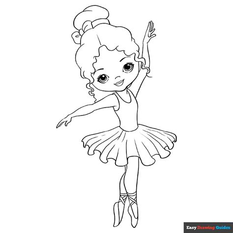 Ballerina Coloring Page Easy Drawing Guides