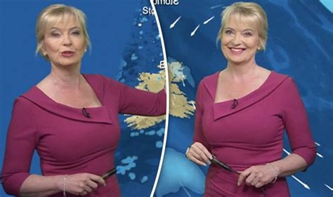Bbc Weather Carol Kirkwood Delights Viewers As She Flaunts Bust In Tight Dress Daily Express