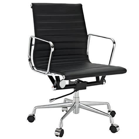Black modern styled mesh desk chair. Amazon.com: Ribbed Mid Back Office Chair in Black Genuine ...