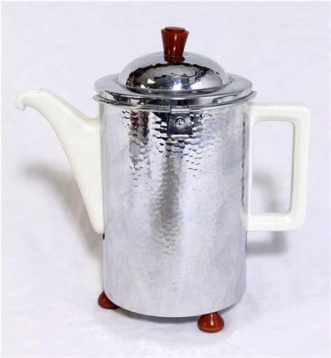 Art Deco Ceramic Coffee Pot In Silver Plate Frame Tea And Coffee Pots