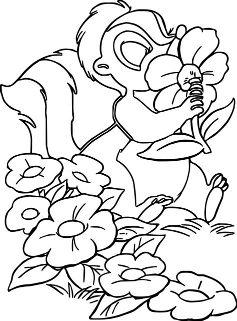 Bambi S Flower The Skunk Flower Nose Coloring Pages