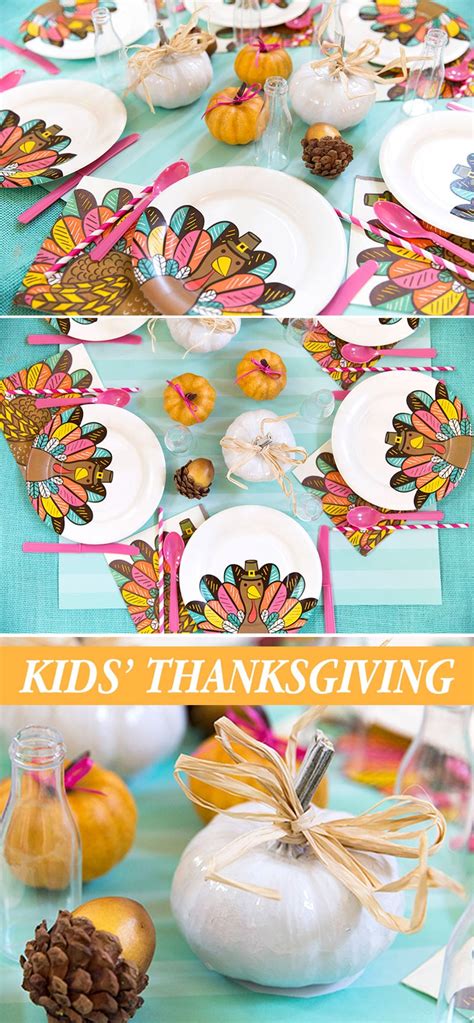 A lot of the times we get so caught up in making it perfect and down to the t! Bright + Colorful Thanksgiving Kids Table! | Pizzazzerie