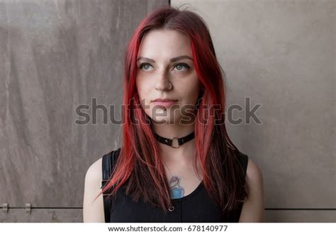 Goth Punk Beautiful Girl Red Hair Stock Photo 678140977 Shutterstock