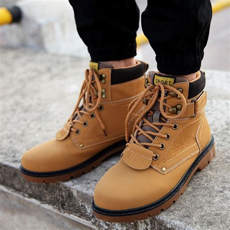 New Arrival 2017 Winter Fur Men Boots Casual Lace Up Safety Work Boot