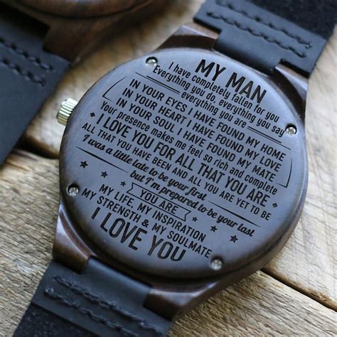 My Man Completely Fallen For You Engraved Wooden Wood Watch Etsy