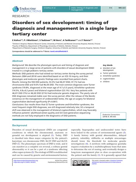 Disorders Of Sex Development Timing Of Diagnosis And Management In A