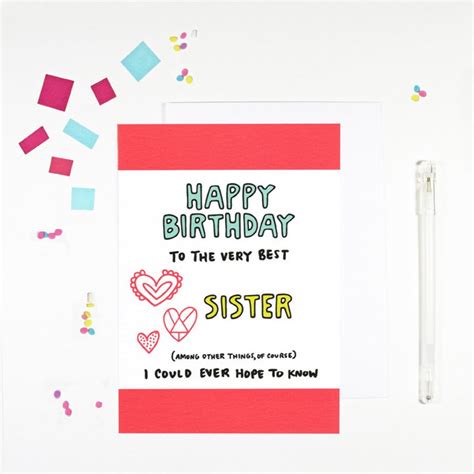 Happy Birthday Sister Birthday Card For Sister Sis Siblings Etsy
