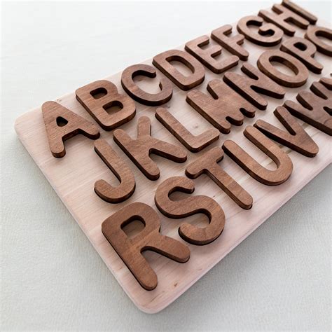 Wooden Uppercase Alphabet Puzzle Letter Puzzle Abc Puzzle Etsy